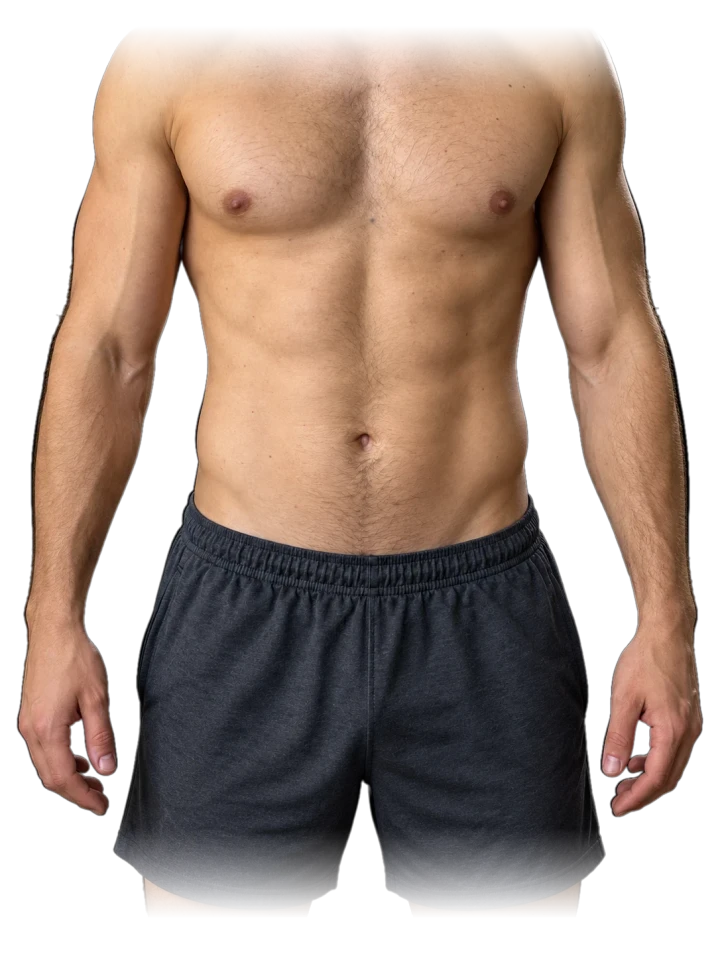 Trainierter Bauch mit sichtbarem Sixpack